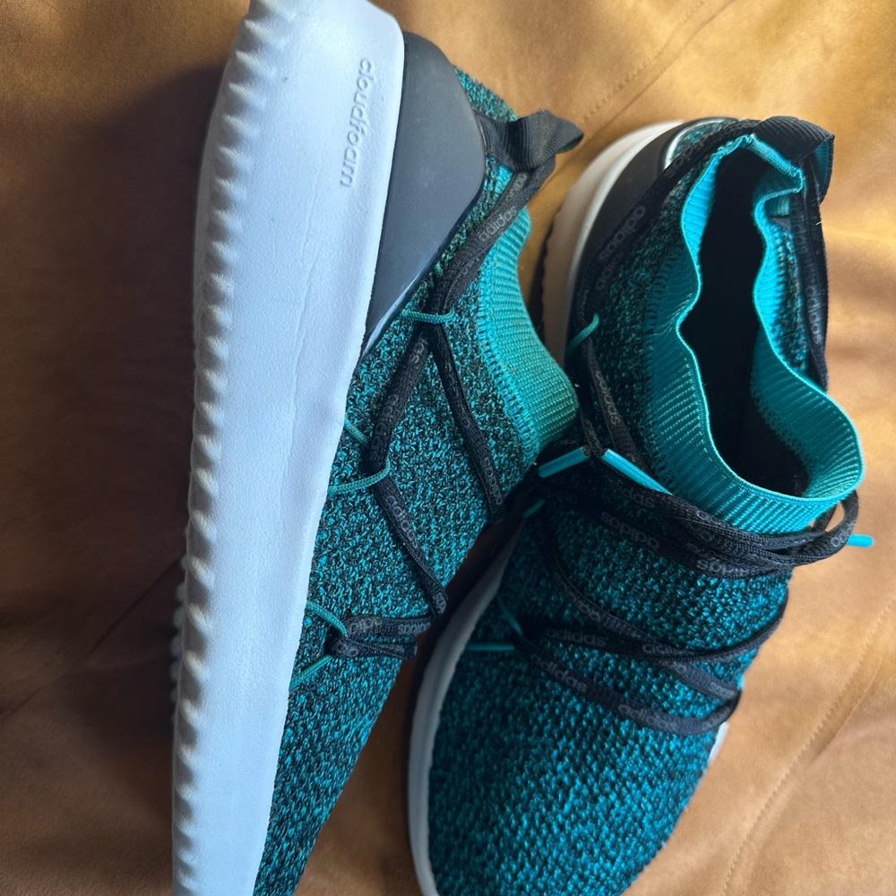 Adidas Turquoise and Black Knit Shoes